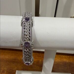 Judith Ripka Sterling Silver Cuff with Amethyst Accents